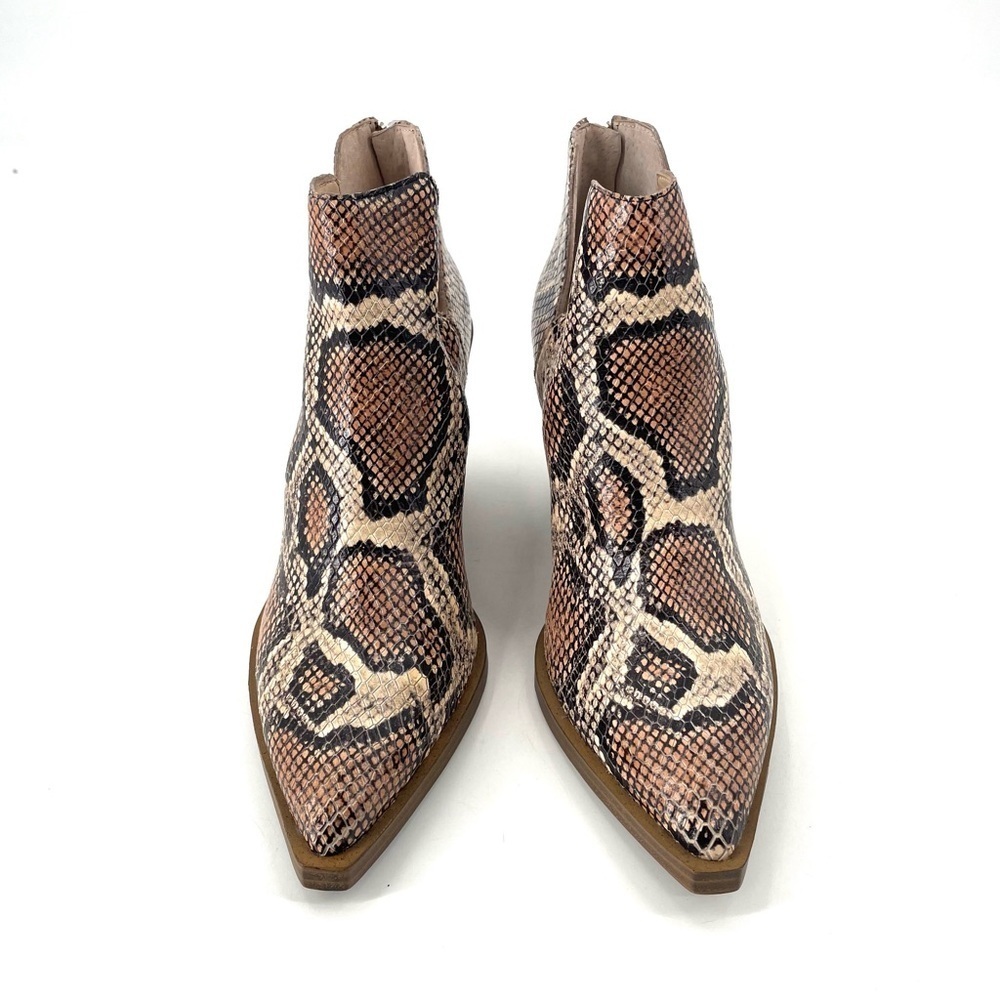 Vince Camuto Gigietta Python Snakeskin Slip On Cutout Ankle Boot In Spiced Sand - Picture 4 of 9